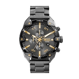 Diesel Men's Spiked Grey Dial Chronograph Gunmetal Stainless Steel Bracelet Watch