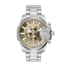 Diesel Men's Mega Chief Slim Gold-Tone Dial Chronograph Stainless Steel Bracelet Watch