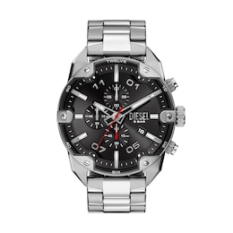 Diesel Men's Spiked Black Dial Chronograph Stainless Steel Bracelet Watch