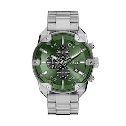 Diesel Men's Spiked Green Dial Chronograph Stainless Steel Bracelet Watch
