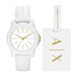 Armani Exchange Women's Three-Hand, White-Tone Nylon Watch, AX7126