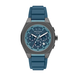Armani Exchange Men's Sync Blue Dial Chronograph Blue Silicone Strap Watch