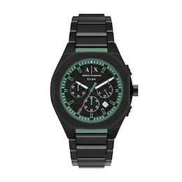 Armani Exchange Men's Sync Black Dial Chronograph Black Stainless Steel Bracelet Watch
