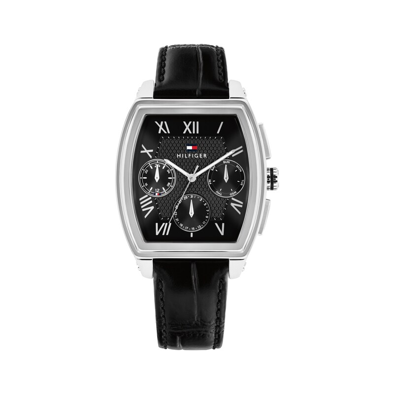Main Image 1 of Tommy Hilfiger TH-Oxford Black Dial & Black Leather Strap Watch