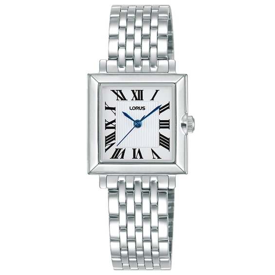 Lorus Heritage Women's Square Bezel Silver Tone Dial & Stainless Steel Bracelet Watch