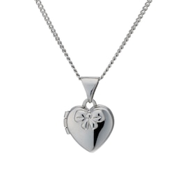 Children's Sterling Silver Heart & Bow 14 inches Locket