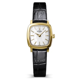 Rotary Women's Heritage Astoria Mother Of Pearl Dial Black Leather Strap Watch