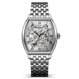 Rotary Men's 1895 Automatic Skeleton Dial Stainless Steel Bracelet Watch