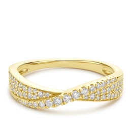 9ct Yellow Gold 0.33ct Diamond Crossover Band