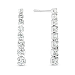 Sterling Silver 1ct Lab Grown Diamond Graduated Drop Earrings