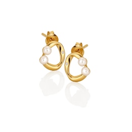 Hot Diamonds x Golden Edit 18ct Yellow Gold Plated Organic Pearl Earrings