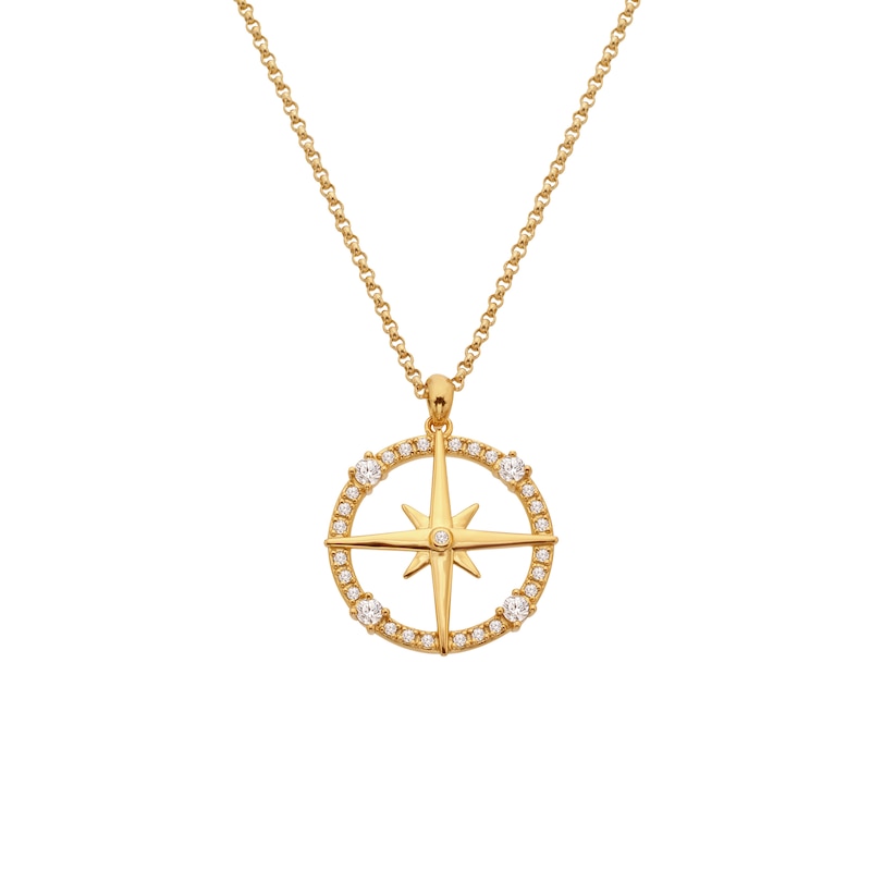 Main Image 1 of Hot Diamonds x Golden Edit 18ct Yellow Gold Plated Compass Pendant Necklace