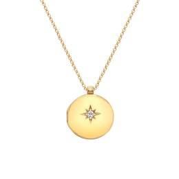 Hot Diamonds x Golden Edit 18ct Yellow Gold Plated Starburst Locket Necklace