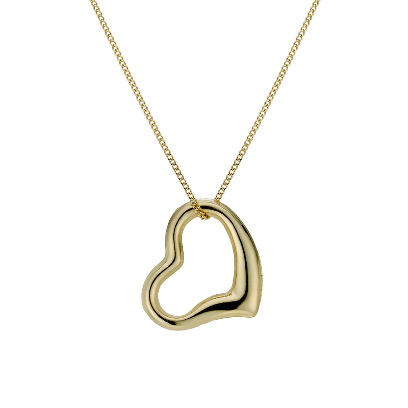 9ct Gold Swinging Heart 18 Inch Pendant