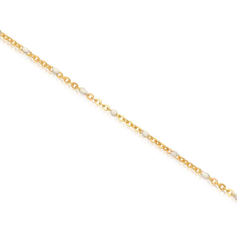 Sterling Silver & 18ct Gold Plated White Enamel Cable Chain Necklace