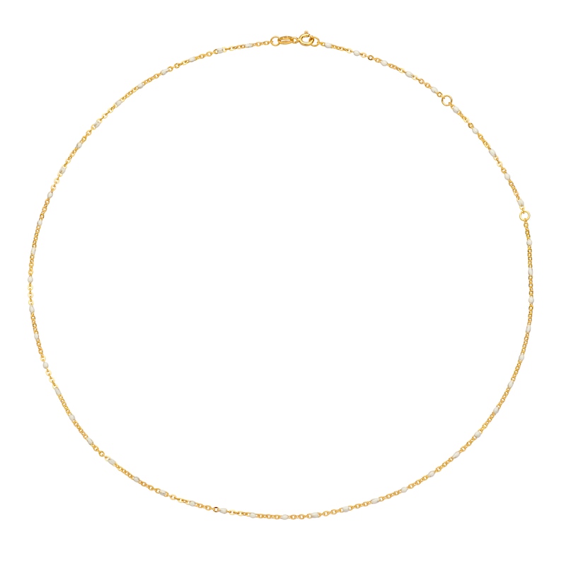 Sterling Silver & 18ct Gold Plated White Enamel Cable Chain Necklace