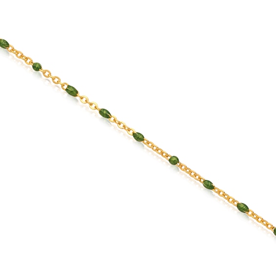 Sterling Silver and 18ct Gold Plated Vermeil Green Enamel Ca
