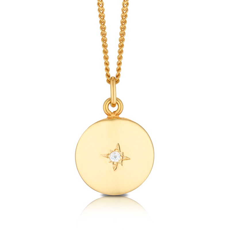 Sterling Silver & 18ct Gold Plated Vermeil Cubic Zirconia Star Locket
