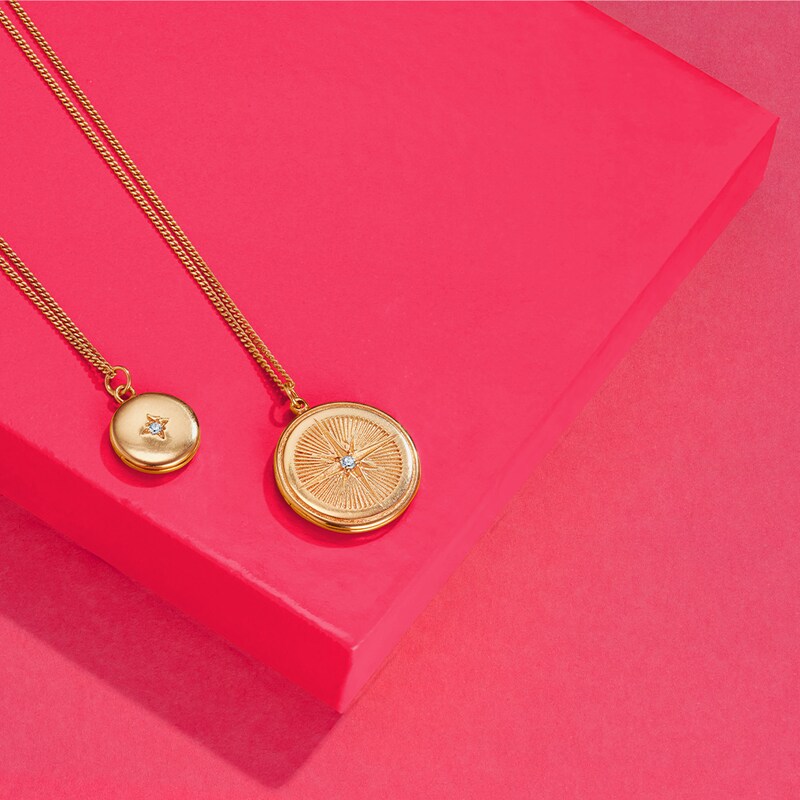 Sterling Silver & 18ct Gold Plated Vermeil Cubic Zirconia Star Locket
