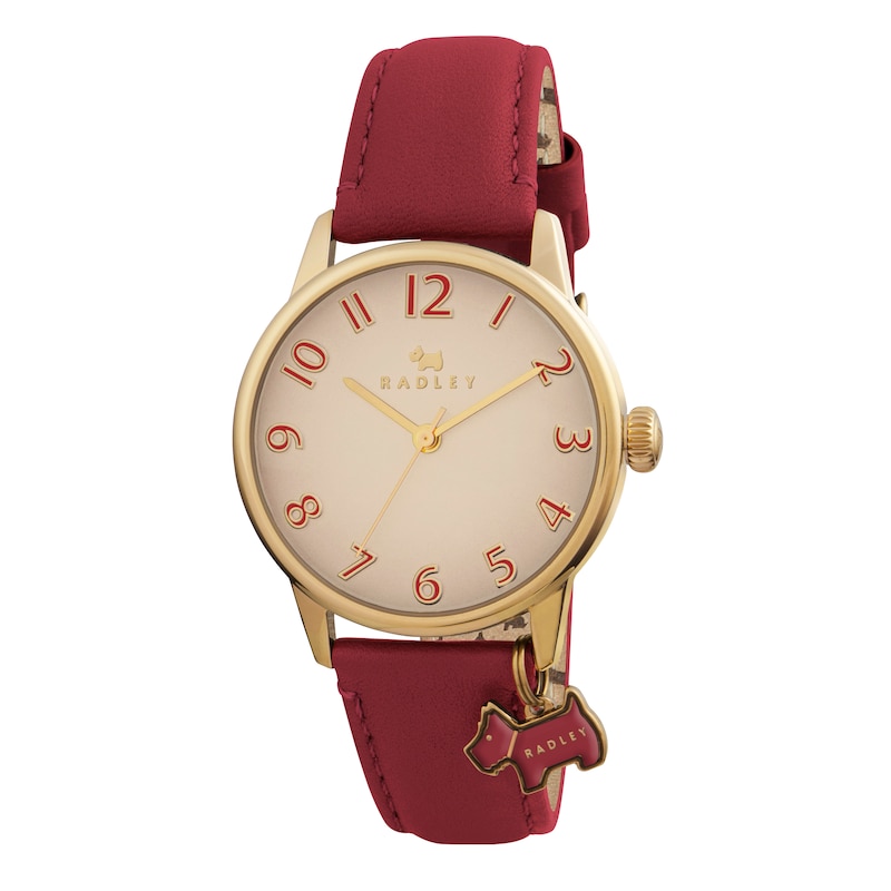 Main Image 1 of Radley Ladies' Scottie Dog Charm Coral Leather Strap Watch