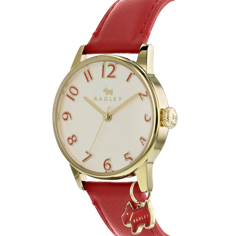 Main Image 3 of Radley Ladies' Scottie Dog Charm Coral Leather Strap Watch