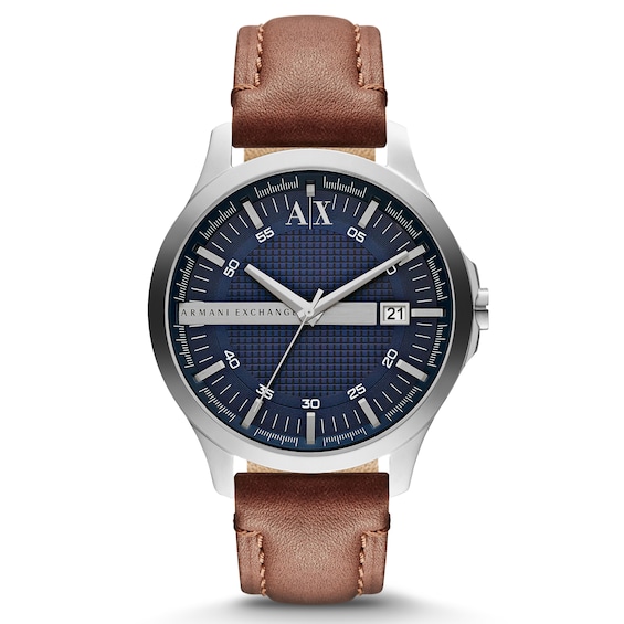Armani Exchange Men's Brown Leather Strap Watch