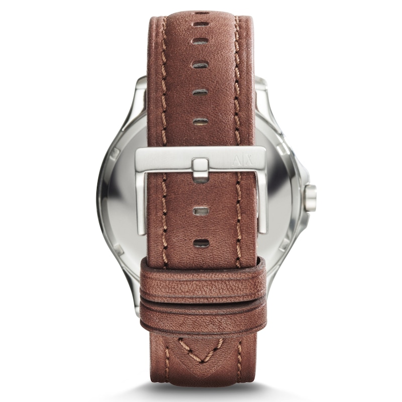 Armani Exchange Mens Brown Leather Strap Watch