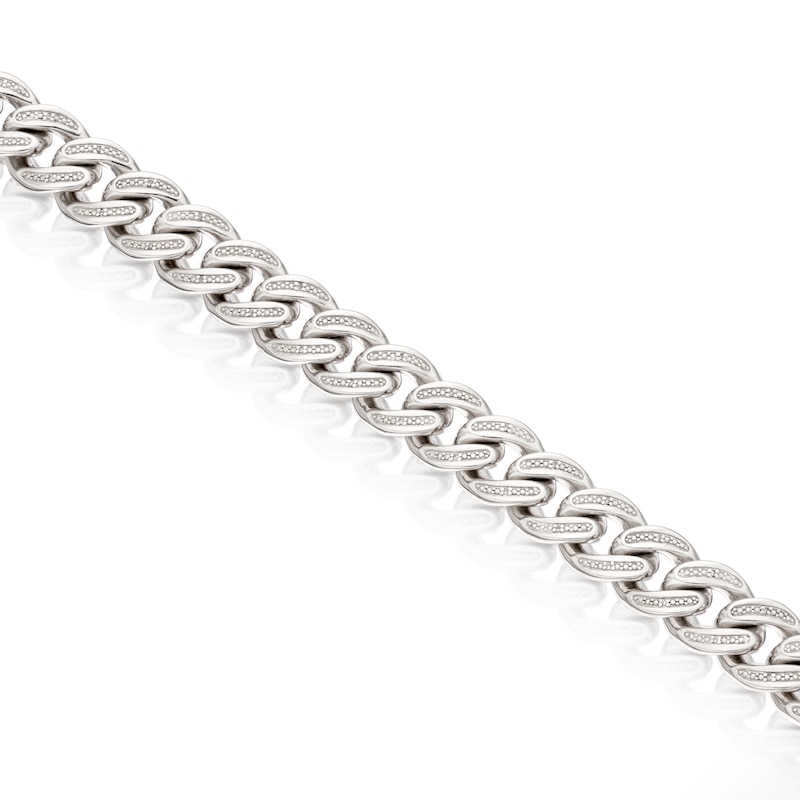 Silver 0.10ct Diamond Curb Chain Bracelet