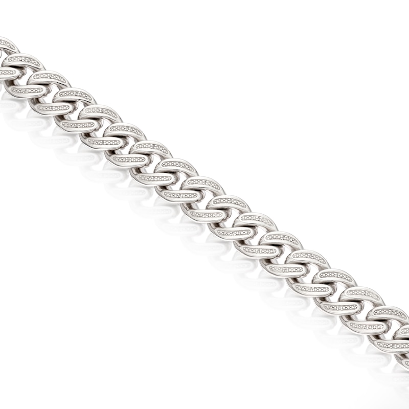 Main Image 1 of Sterling Silver 0.10ct Diamond Curb Chain Bracelet