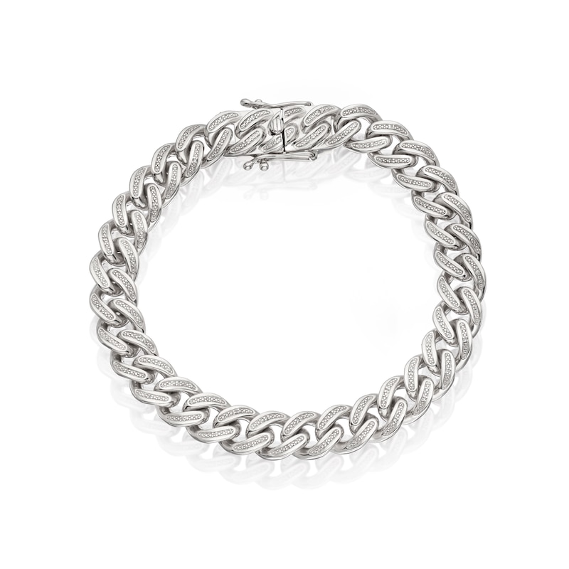 Main Image 2 of Sterling Silver 0.10ct Diamond Curb Chain Bracelet