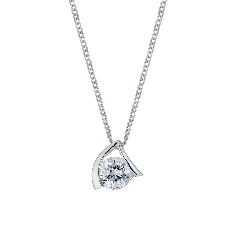 Sterling Silver Cubic Zirconia Upside Down V Pendant