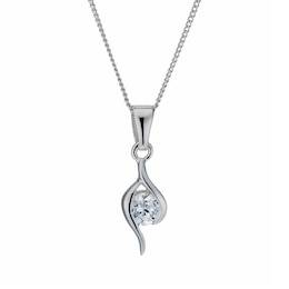 Sterling Silver Cubic Zirconia Double Wave Pendant