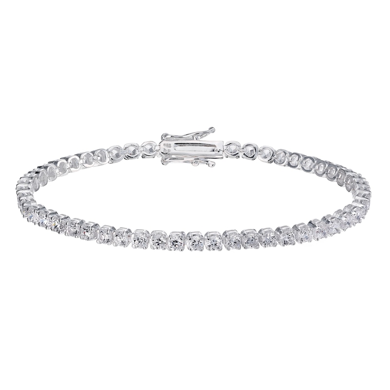 Main Image 1 of Sterling Silver Cubic Zirconia Claw Set Tennis Bracelet