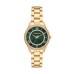 Michael Kors Women's Lauryn Three Hand Gold Tone Stainless Steel Watch