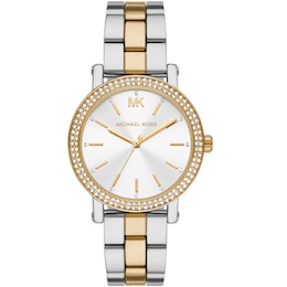 Michael Kors Corey White Dial & Two-Tone Stainless Steel Bracelet Watch