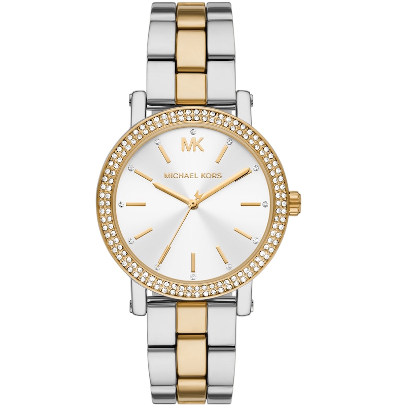 Main Image 1 of Michael Kors Corey White Dial & Two-Tone Stainless Steel Bracelet Watch