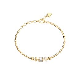 Guess Gold Tone Crystal Multi Charm Bracelet