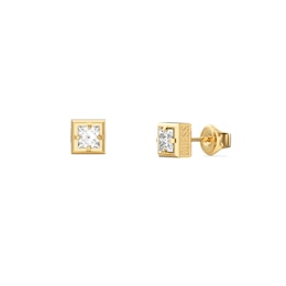 Guess Supremo Square Crystal Gold Tone 6mm Stud Earrings