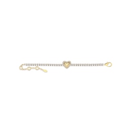 Guess Beloved Gold Tone Crystal Pavé Heart Tennis Bracelet