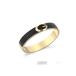 Guess Camden Gold Tone Black Leather Bangle