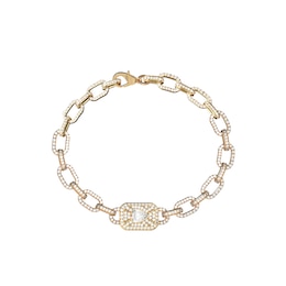 Guess Crystal Love Tag Gold Tone Bracelet