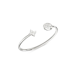Guess Bloom & Crystal Detail Silver Tone Flexi Bangle