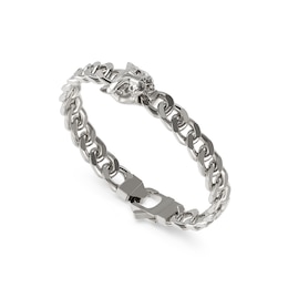 Guess Men's Panther Silver Tone 9mm Curb Bracelet