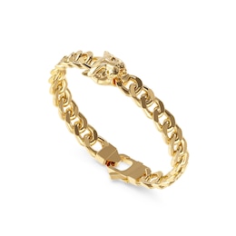 Guess Men's Panther Gold Tone 9mm Curb Bracelet
