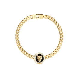 Guess Men's Panther Medallion Gold Tone 15mm Bracelet