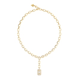 Guess Crystal Love Tag Gold Tone Necklace