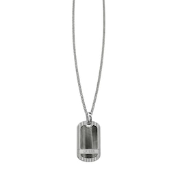 Guess Men's Grey Tiger's Eye Tag Silver Tone 23 Inch Necklace