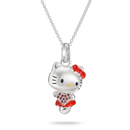 Thomas Sabo x Hello Kitty Silver Tone Red Stone Heart Pendant Necklace
