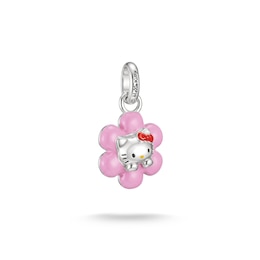 Thomas Sabo x Hello Kitty Silver Tone Pink Flower Connect Charm Pendant