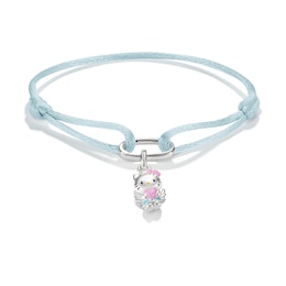 Thomas Sabo x Hello Kitty Silver Tone Angel Charm Turquoise Textile Bracelet